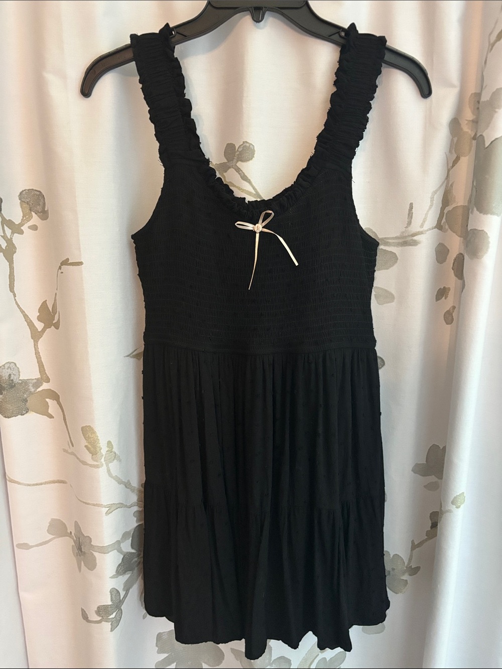 Black Smocked Mini Dress